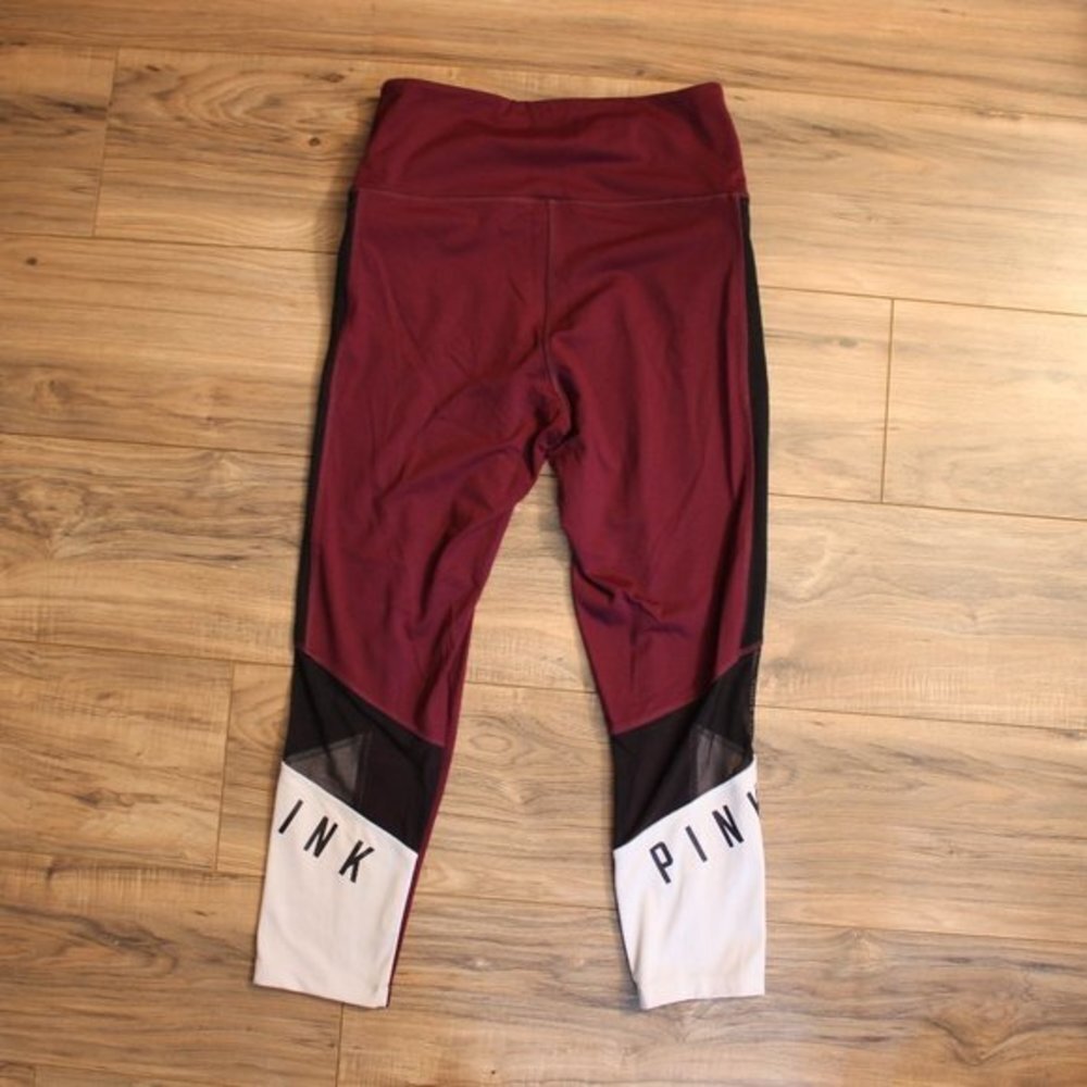 Victoria's Secret PINK High Waisted Maroon Activewear Leggings - Picture 6 of 7